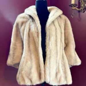 VTG 60s MCM Regina Glenara Glenoit Faux Fur Stole Capelet Jacquard Lining USA
